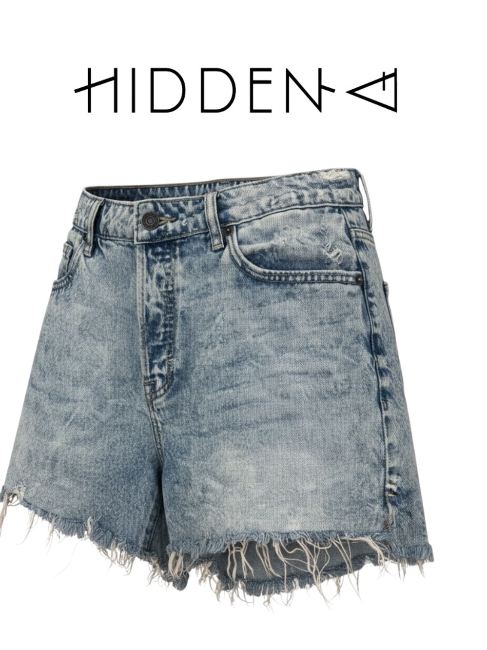 Hidden Distressed Light Blue Denim Shorts